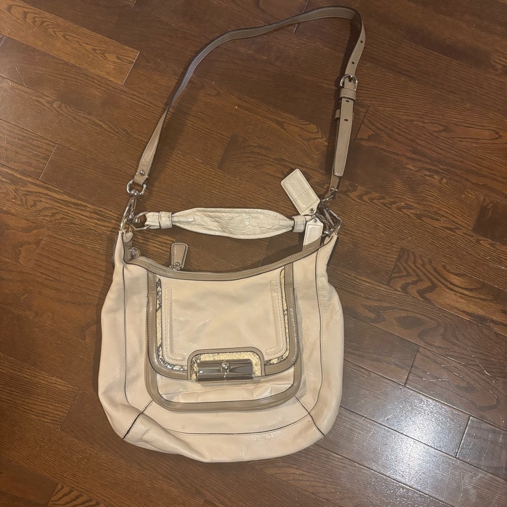 Cream Coach Shoulder Bag
